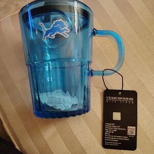 NFL Blue Glass Detroit Lions Mug
